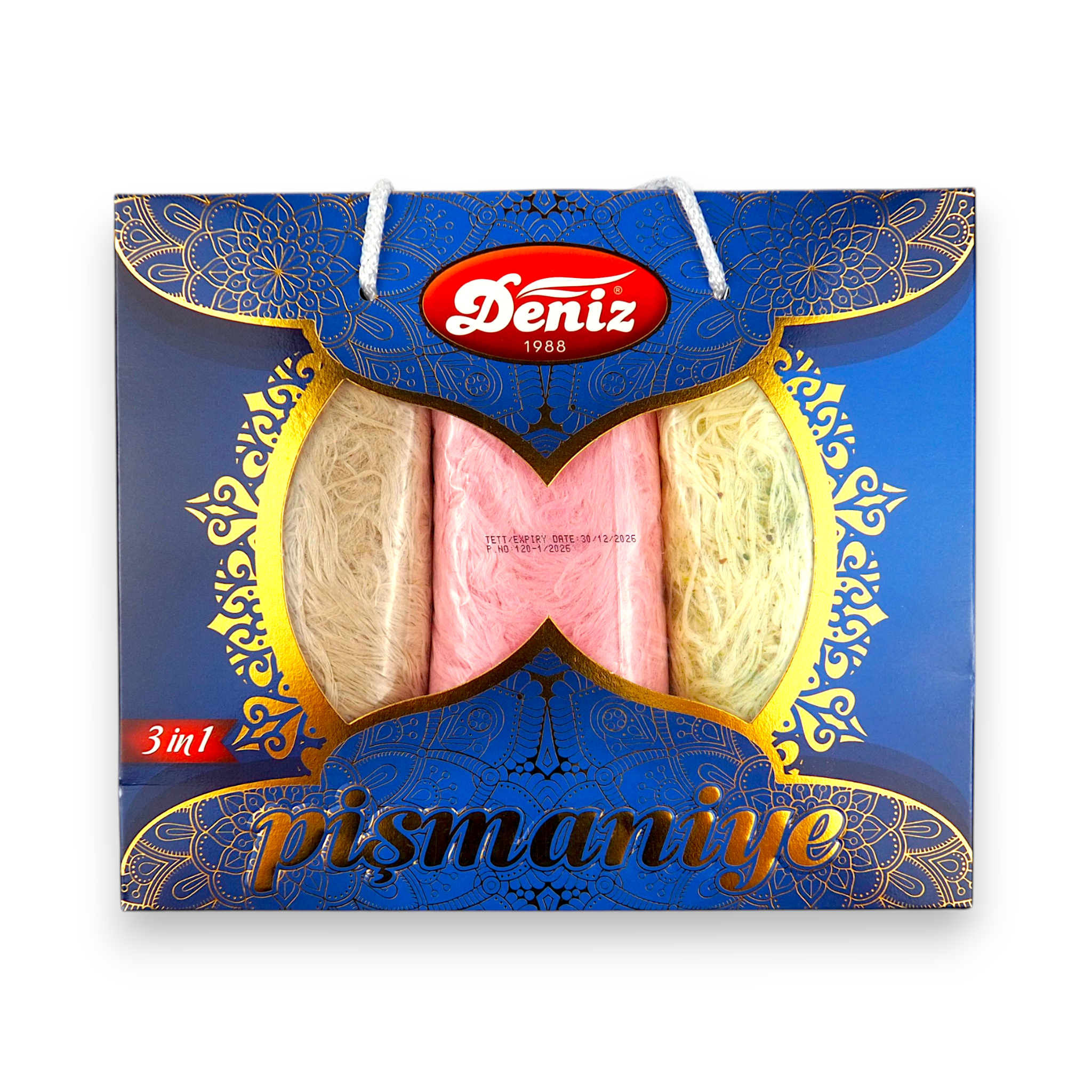 Hediyelik 3'lü pişmaniye set Deniz Şekerleme narlı kakaolu Antep fıstıklı pişmaniye