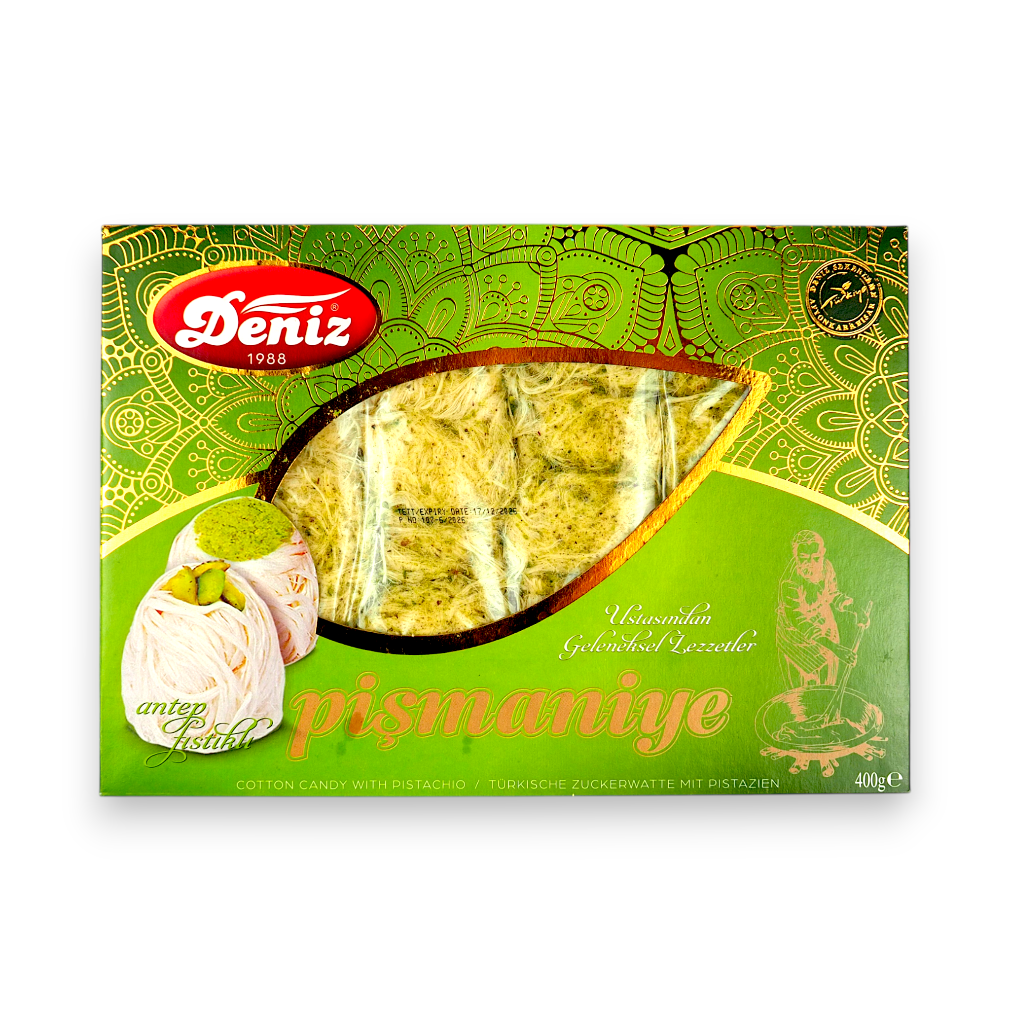 Antep fıstıklı pişmaniye 400g Deniz Şekerleme büyük ambalaj ikramlık pişmaniye