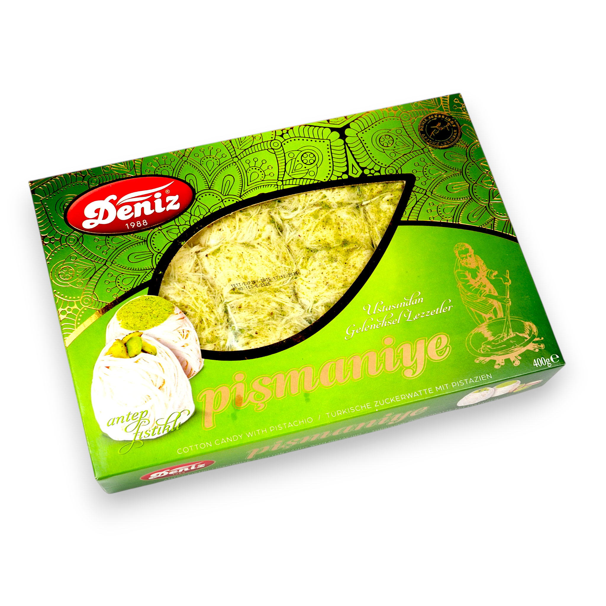 Antep fıstıklı pişmaniye 400g Deniz Şekerleme büyük ambalaj ikramlık pişmaniye