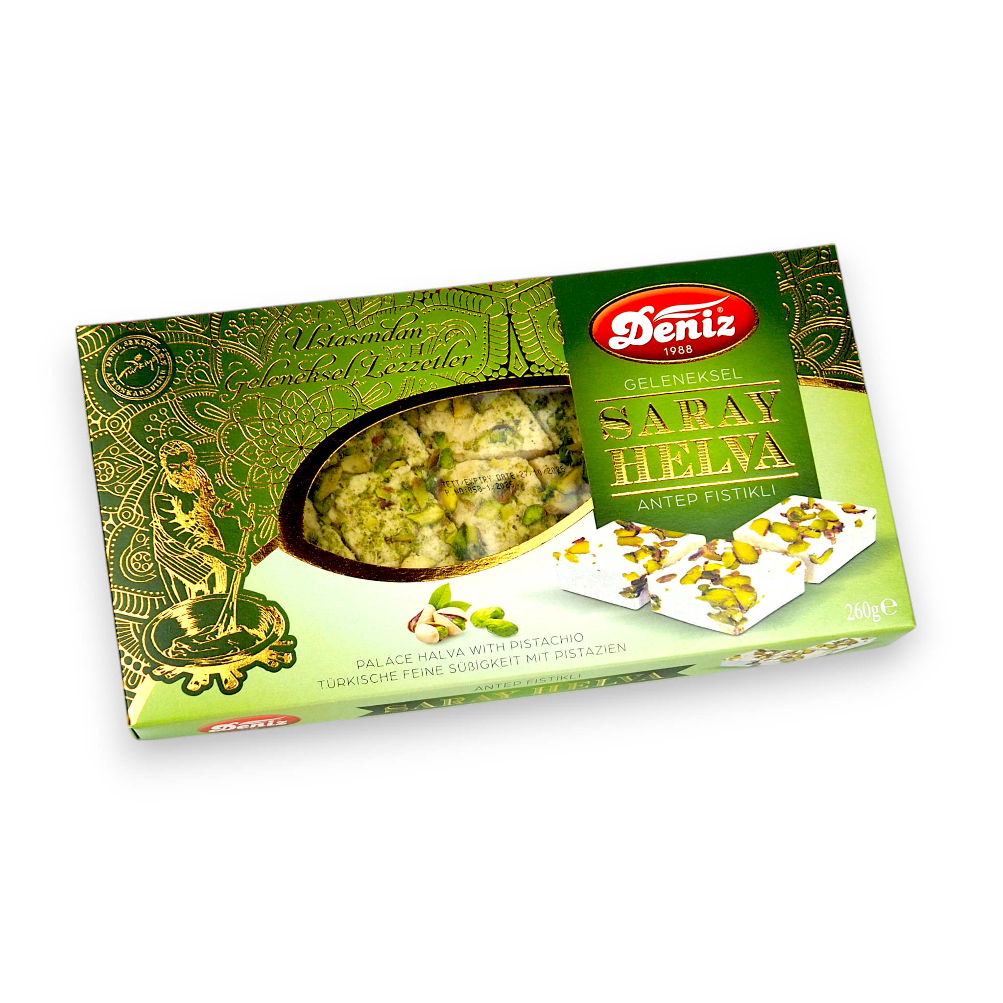 Antep fıstıklı saray helva 400g Deniz Şekerleme büyük ambalaj ikramlık helva