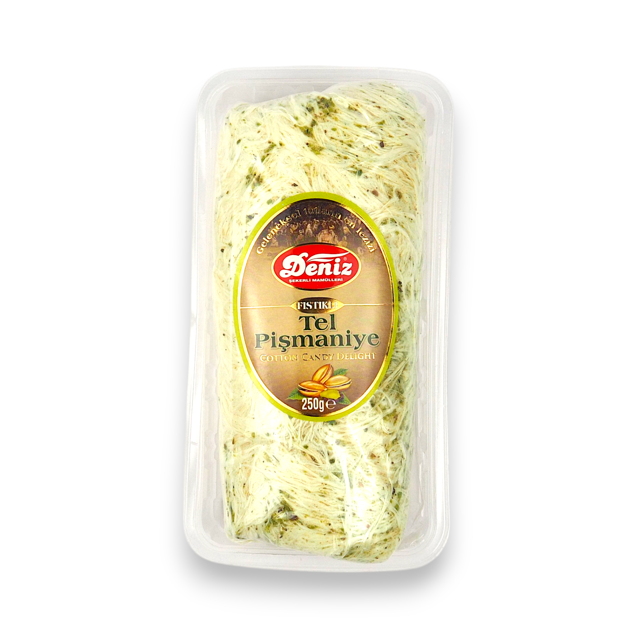 Antep fıstıklı tel pişmaniye 250g Deniz Şekerleme ince lifli geleneksel pişmaniye