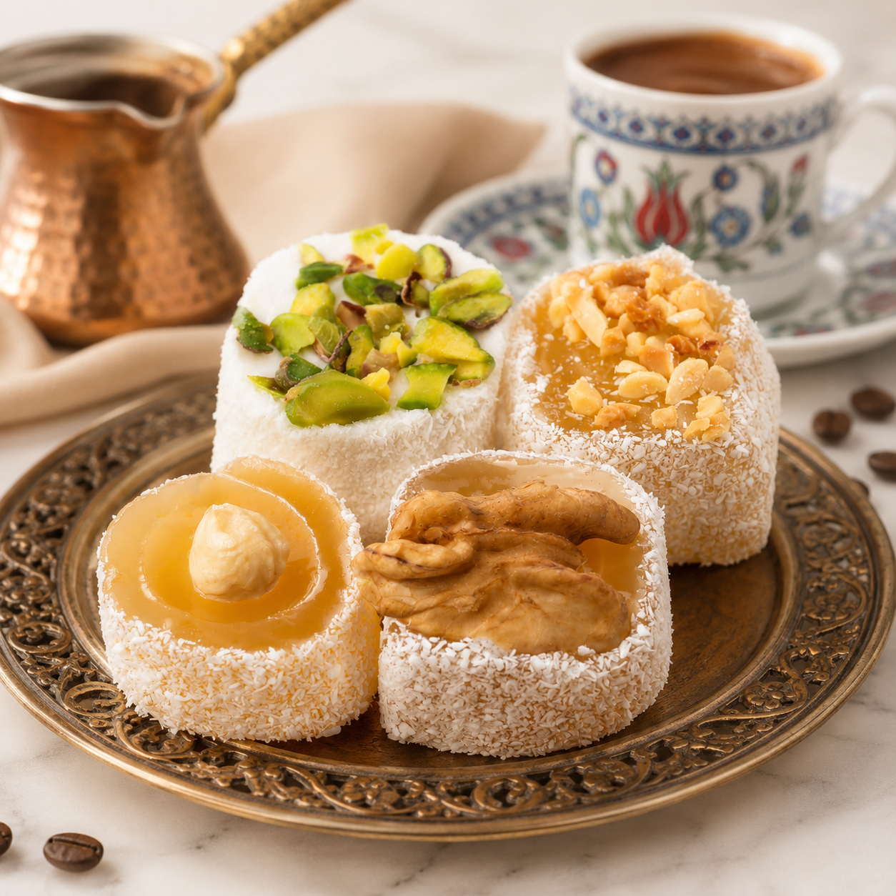 Hediyelik sultan lokum 400g Deniz Şekerleme fındık Antep fıstığı ceviz ve yer fıstıklı Afyon lokumu
