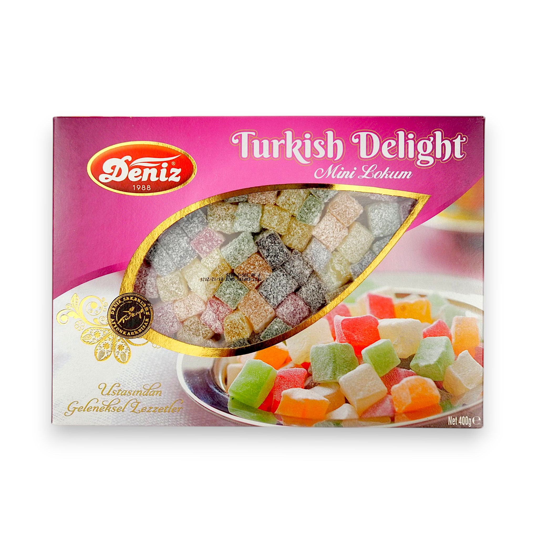 Meyveli mini lokum 400g Deniz Şekerleme Hindistan cevizli renkli ikramlık lokum