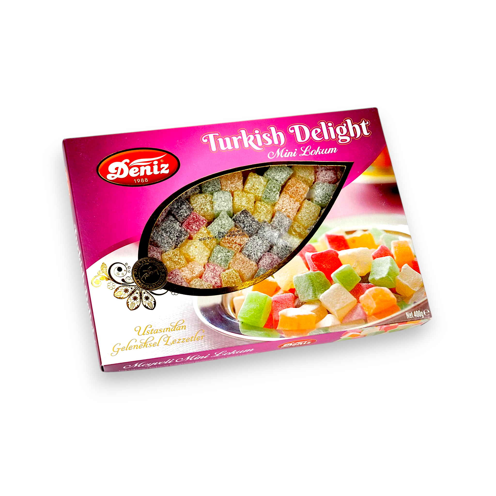 Meyveli mini lokum 400g Deniz Şekerleme Hindistan cevizli renkli ikramlık lokum