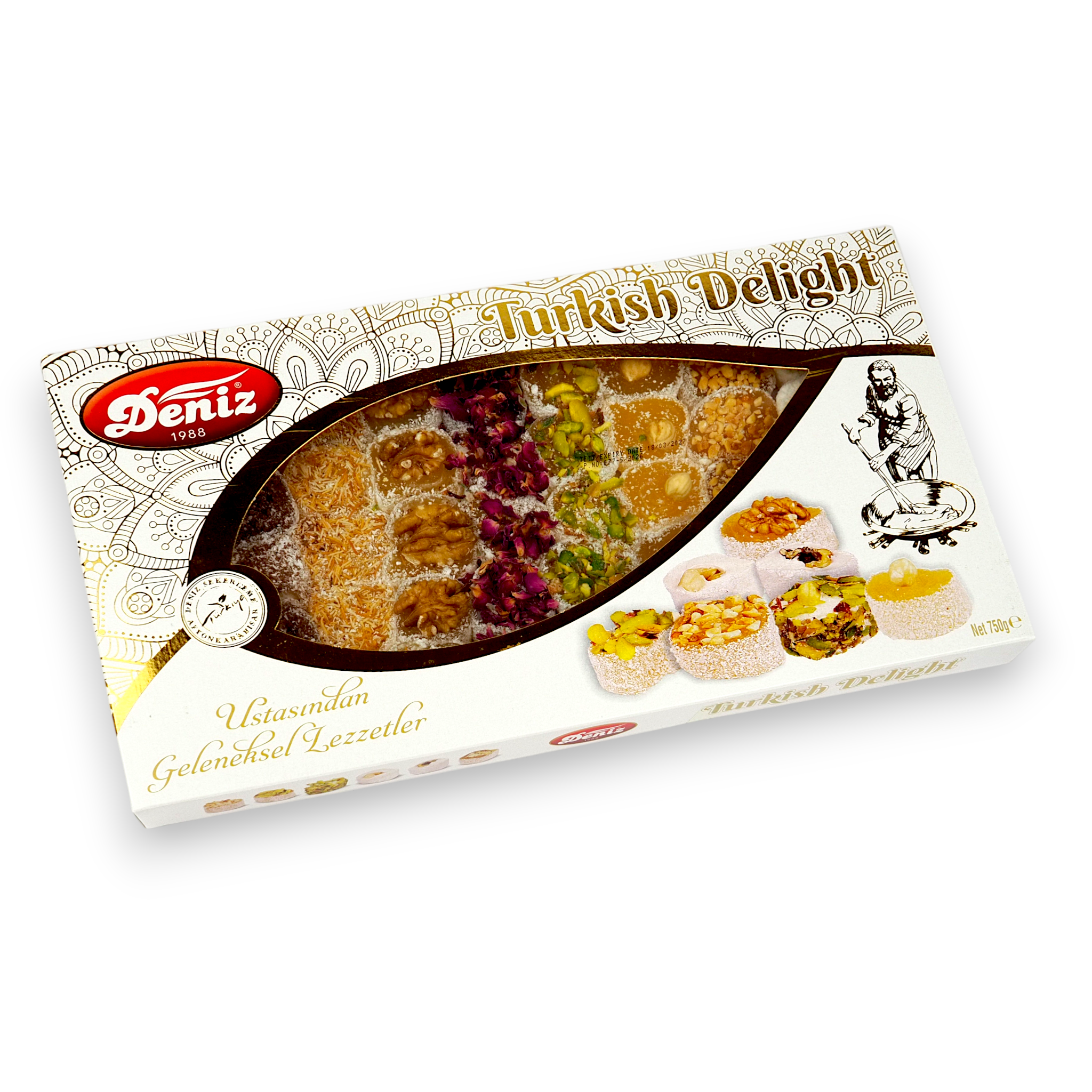 Afyon özel lokum 750g Deniz Şekerleme file Antep fıstığı fındık kadayıf ceviz kaplamalı lokum